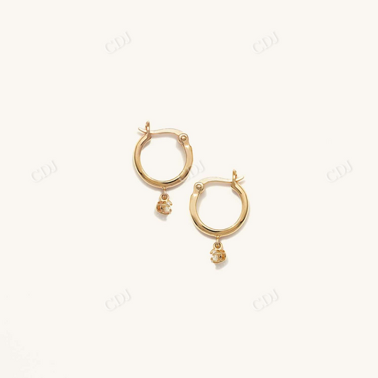 Lab Grown Dainty Round Diamond Earrings  customdiamjewel Sterling Silver Yellow Gold VVS-EF