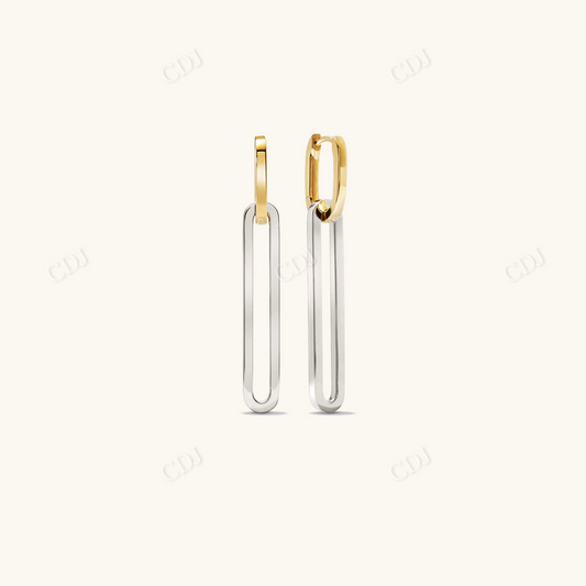 Two Tone link Hoop Earrings  customdiamjewel Sterling Silver Yellow Gold 