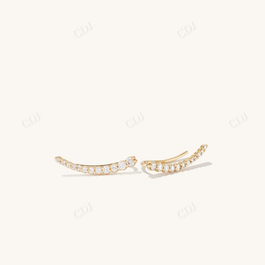 0.27CT Lab Grown Diamond Curved Stud Earrings  customdiamjewel Sterling Silver Yellow Gold VVS-EF