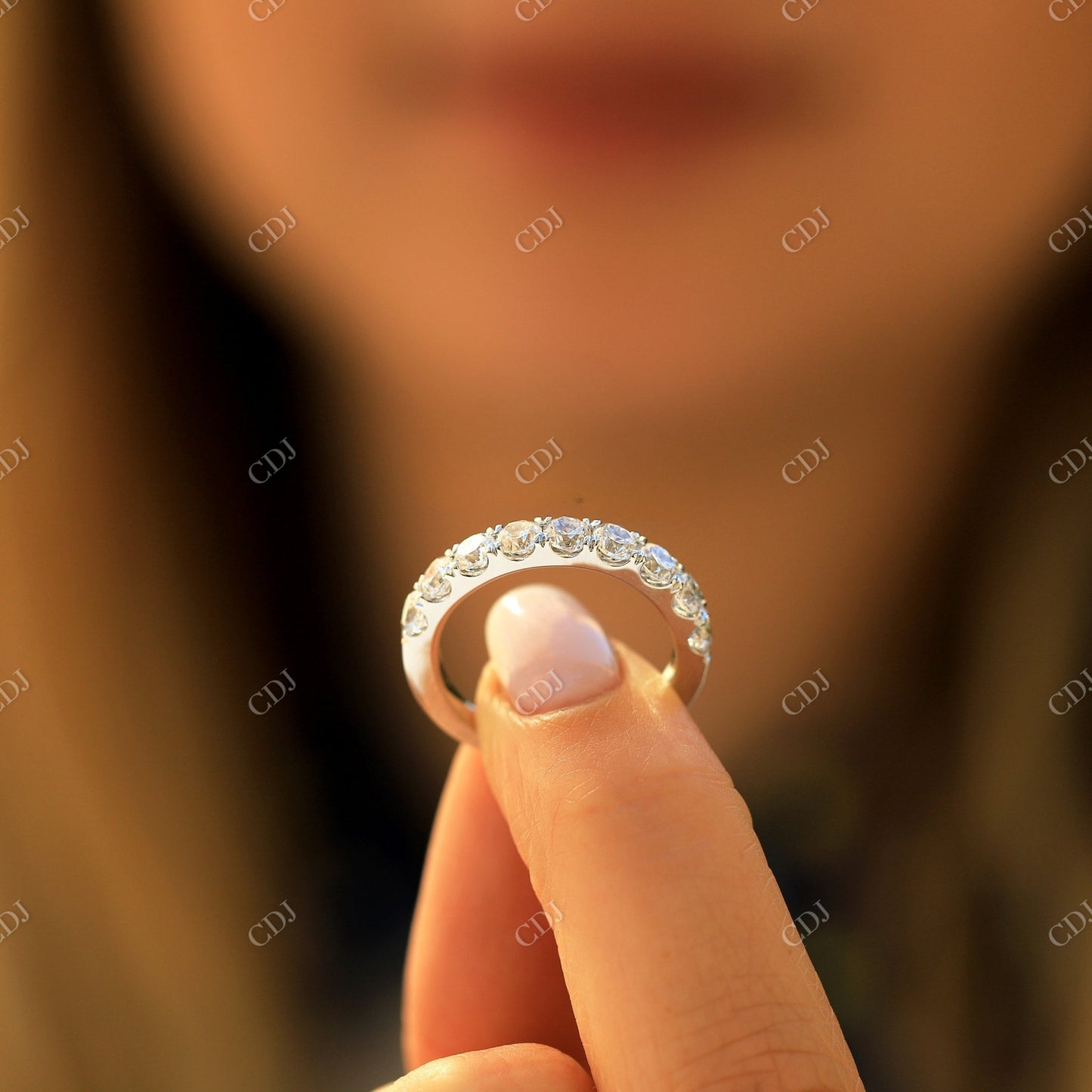 3.5mm Round Cut Half Eternity Wedding Band customdiamjewel