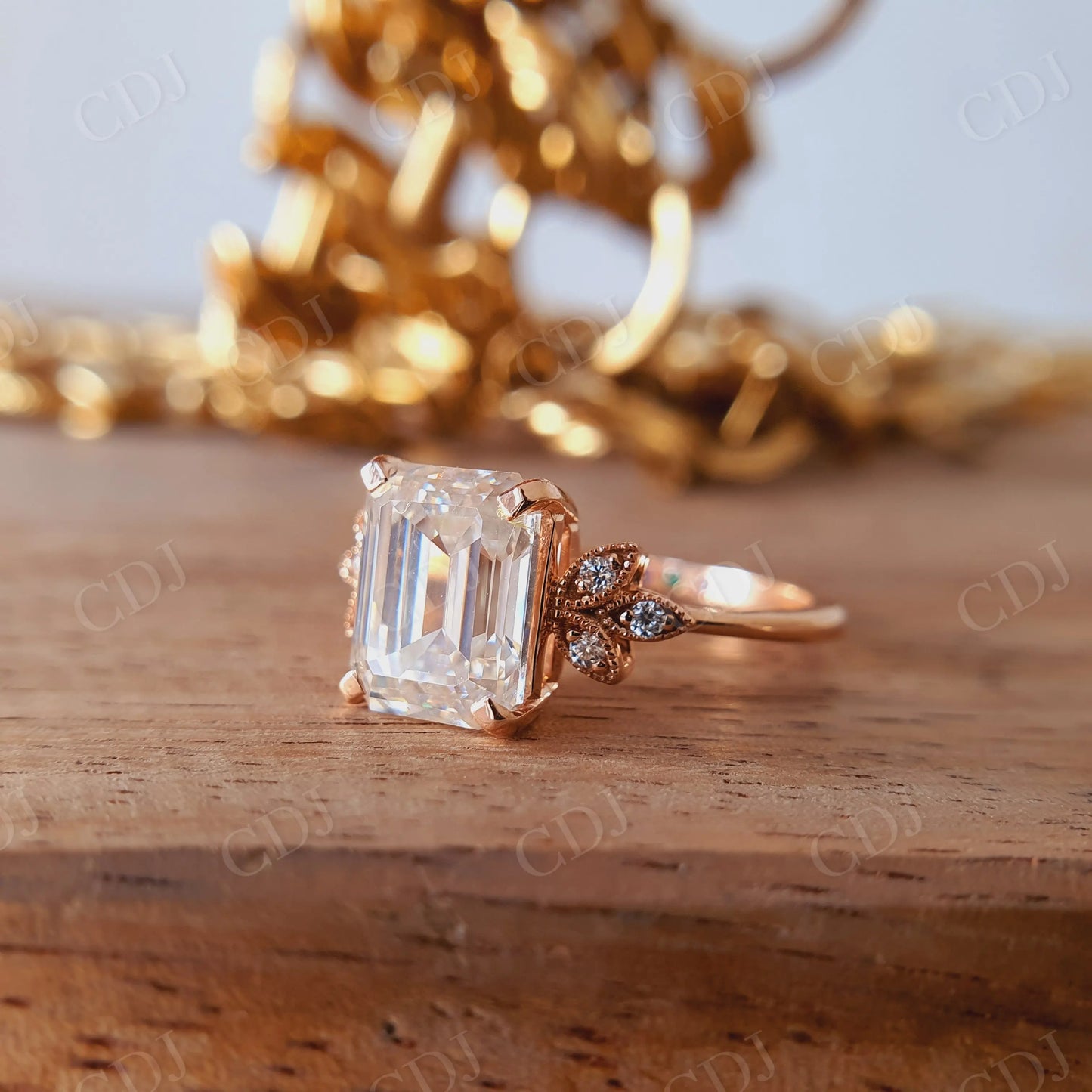 2.50CT Emerald Cut Moissanite Engagement Ring customdiamjewel