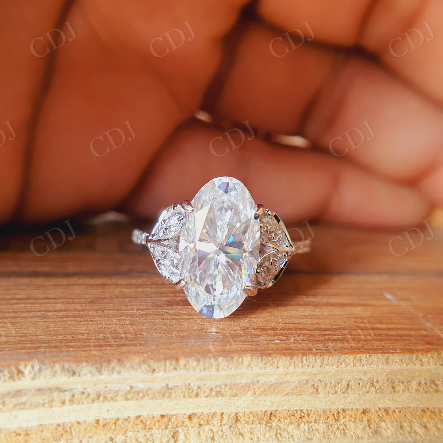 4.40CT Oval Cut Cluster Moissanite Engagement Ring customdiamjewel