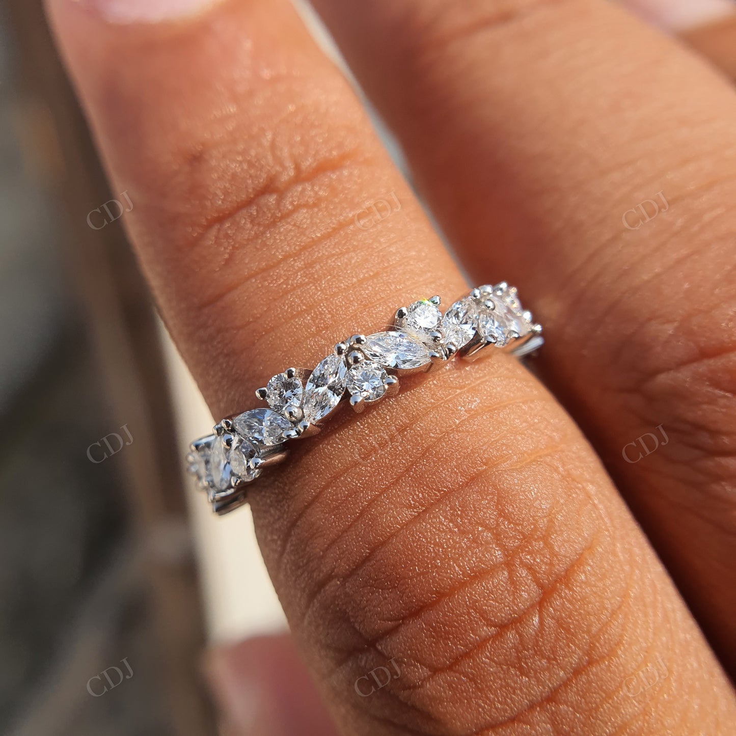 Alternating Lab Grown Diamond Marquise And Round Wedding Band customdiamjewel