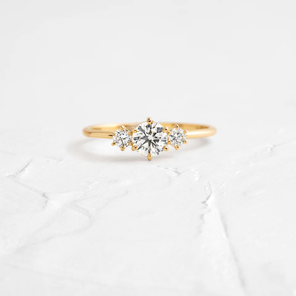 0.37CTW Round Cut Moissanite Three Stone Ring customdiamjewel