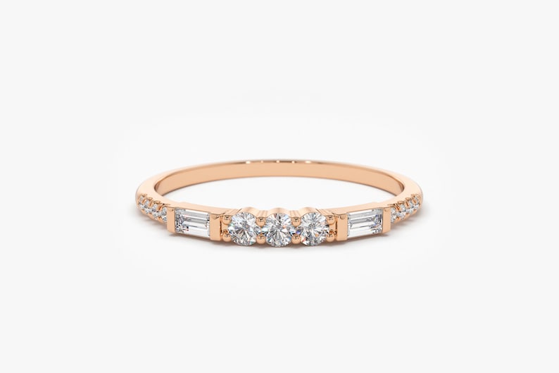 0.23CTW 14k Solid Gold Baguette Cut Natural Diamond Wedding Band customdiamjewel 10 KT Solid Gold Rose Gold VVS-EF