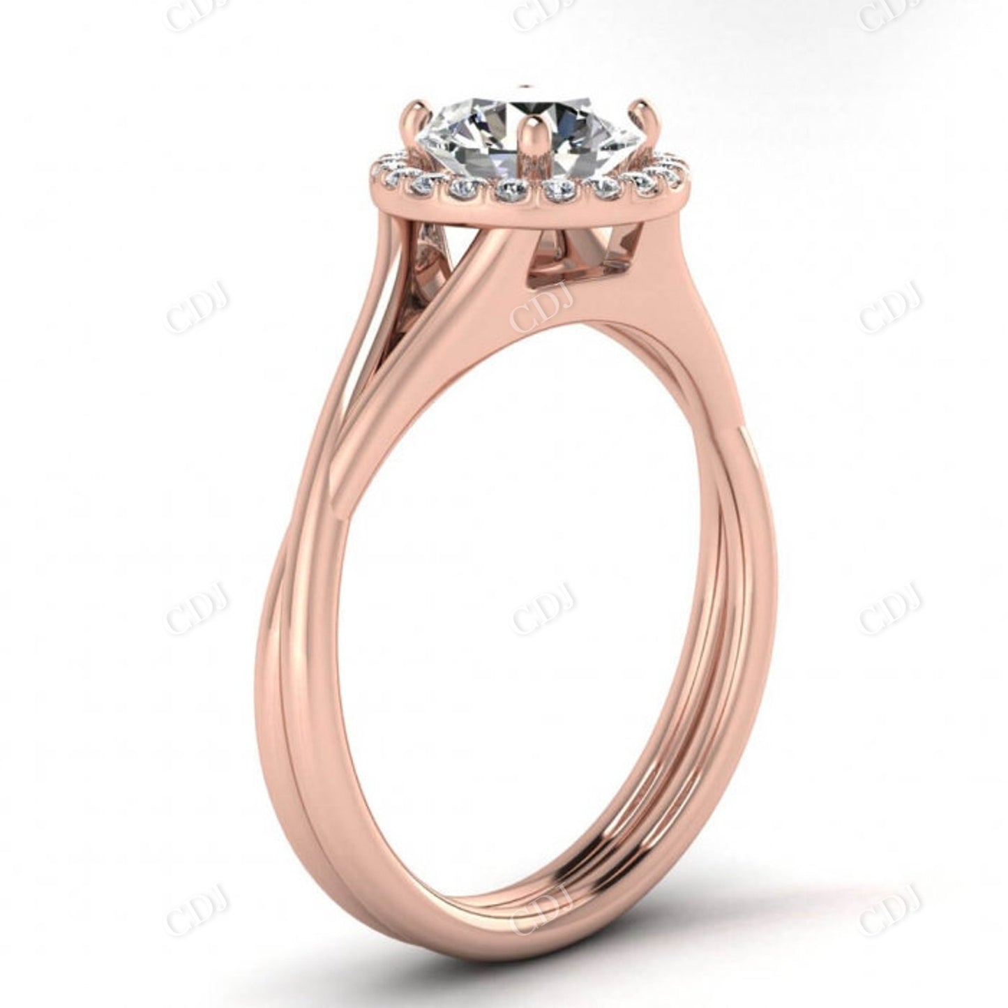 Rose Gold Double Band Moissanite Halo Cluster Engagement Ring customdiamjewel