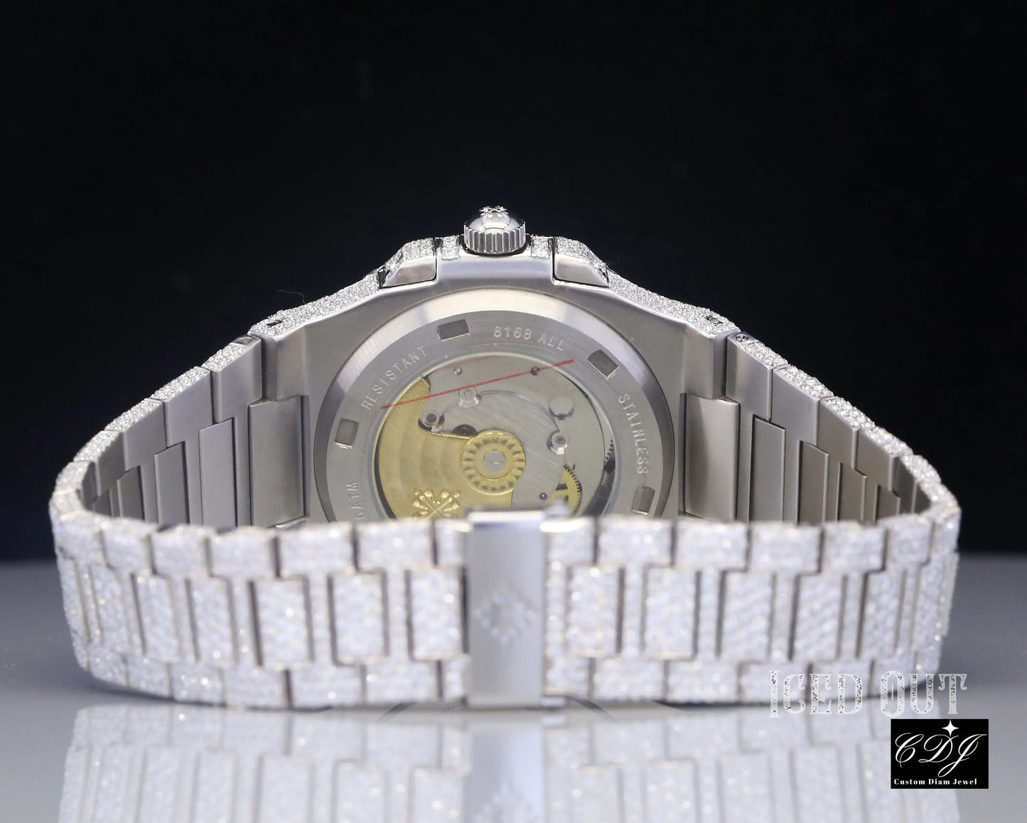 Moissanite Studded Iced Out Wrist Watch customdiamjewel