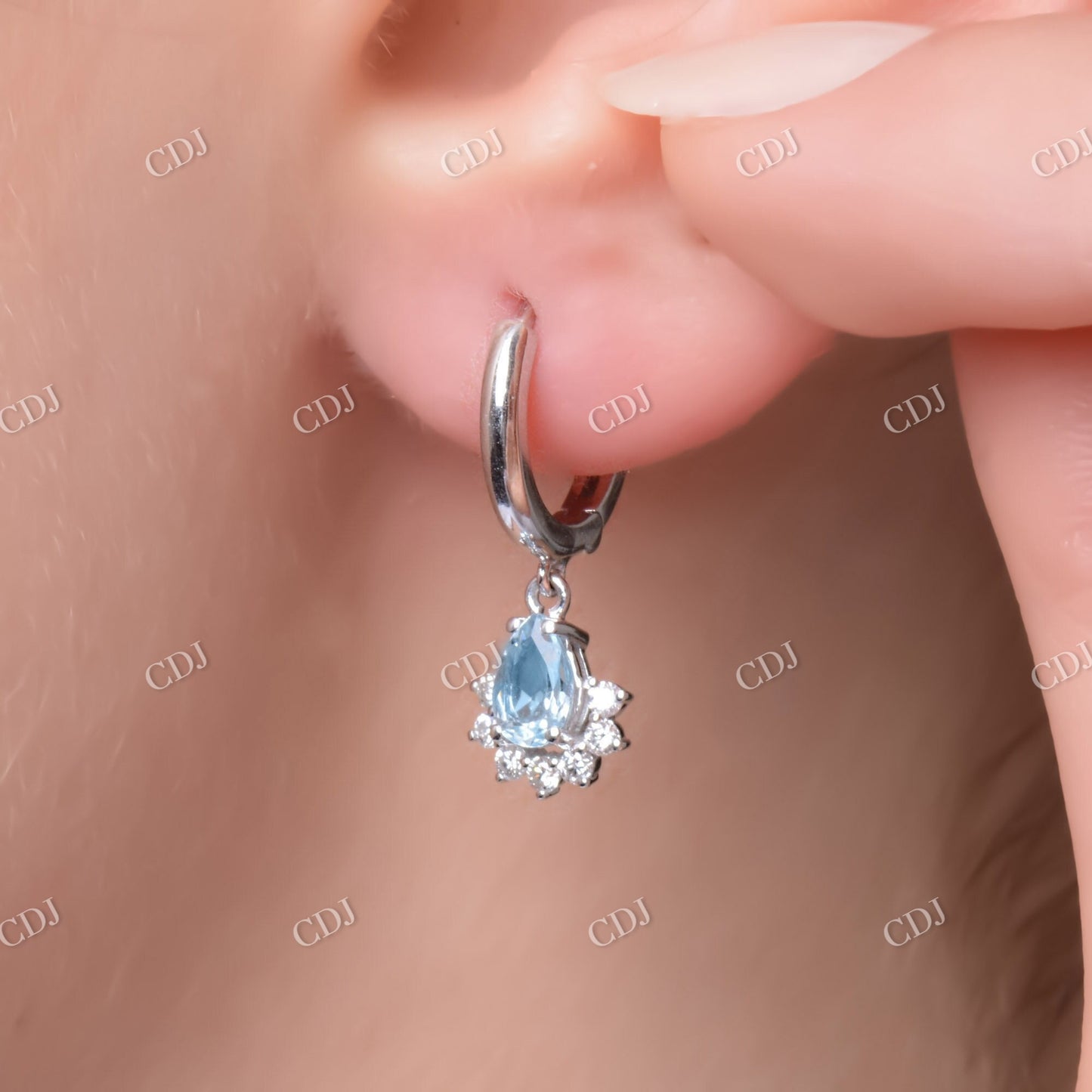 Aquamarine Dangle Minimal Earring  customdiamjewel   