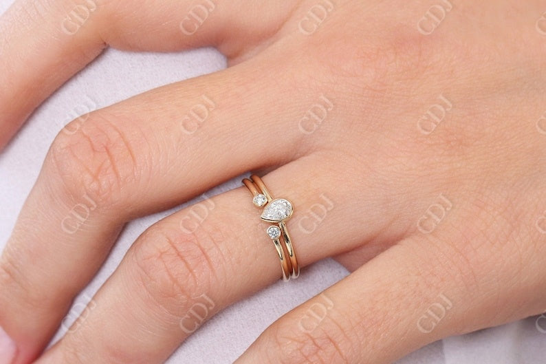 0.31CTW Lab Grown Pear Shaped Diamond Wedding Ring Set customdiamjewel