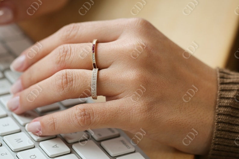0.61CTW Lab Grown Half Eternity Round Brilliant Wedding Band customdiamjewel