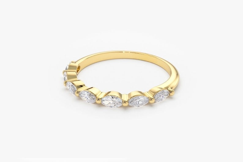 0.56CTW Marquise Cut Natural Diamond Solid Gold Half Eternity Band customdiamjewel