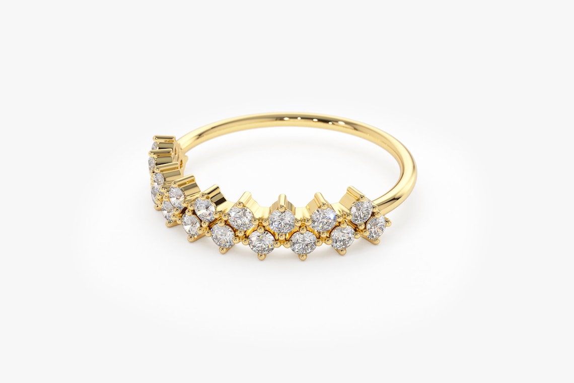 0.60CTW Natural Diamond Solid Gold Half Eternity Wedding Band customdiamjewel