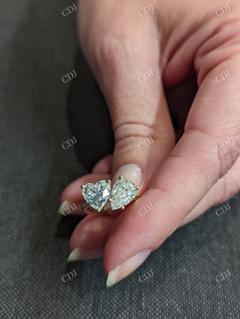 1.5CT Double Stone Moissanite Engagement Ring customdiamjewel