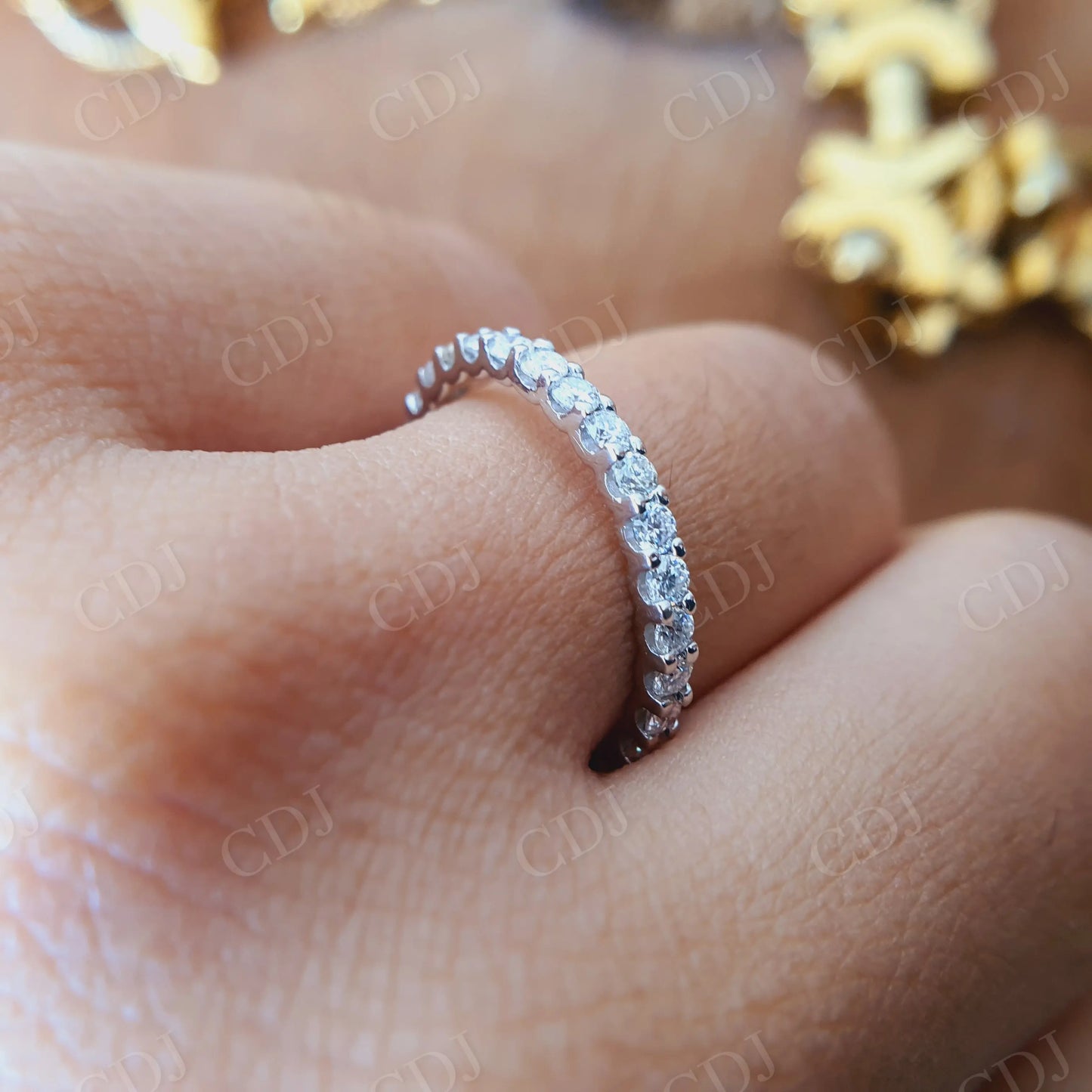 Round Cut Full Eternity Moissanite Wedding Band customdiamjewel