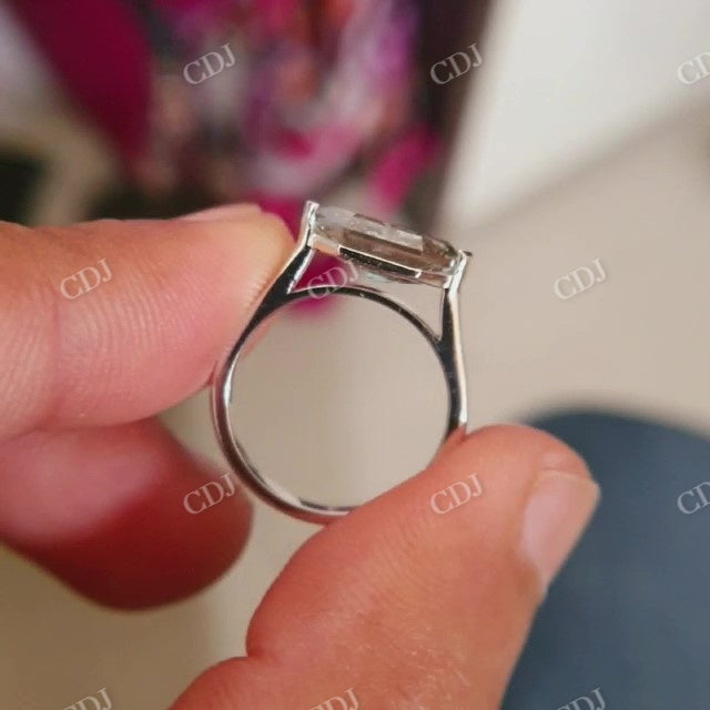 Hexagon Salt And Pepper Moissanite Solitaire Ring customdiamjewel