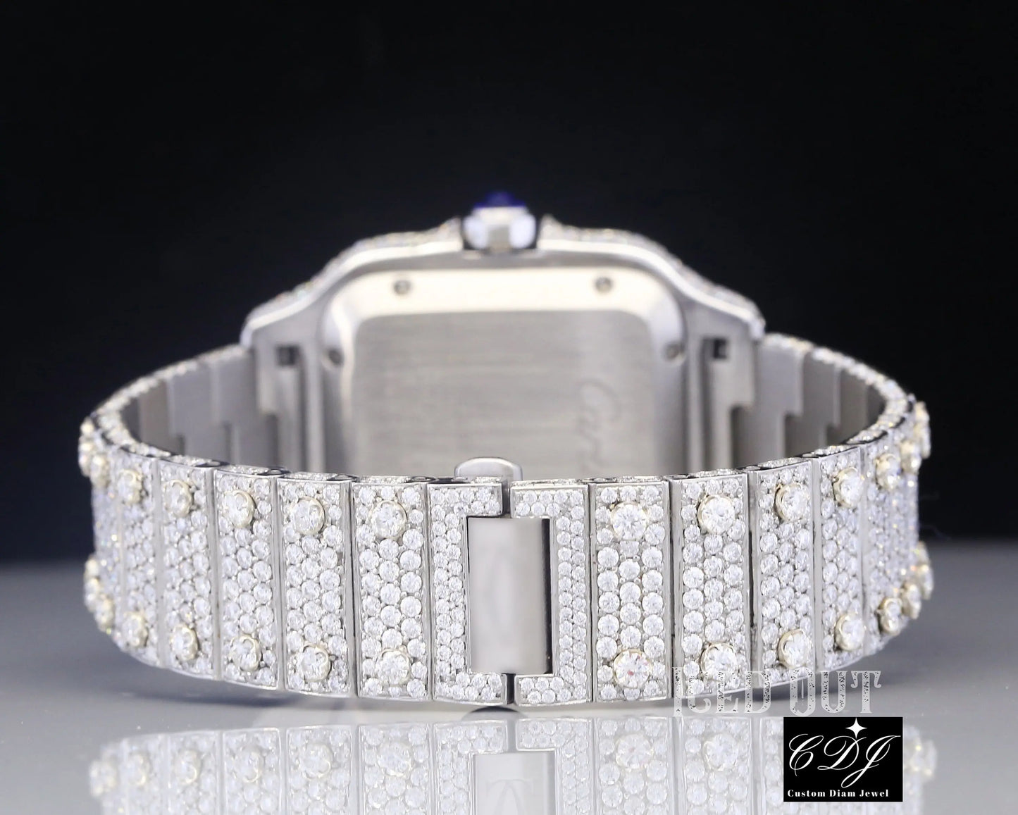 Moissanite Studded Iced Out Custom Cartier Watch customdiamjewel