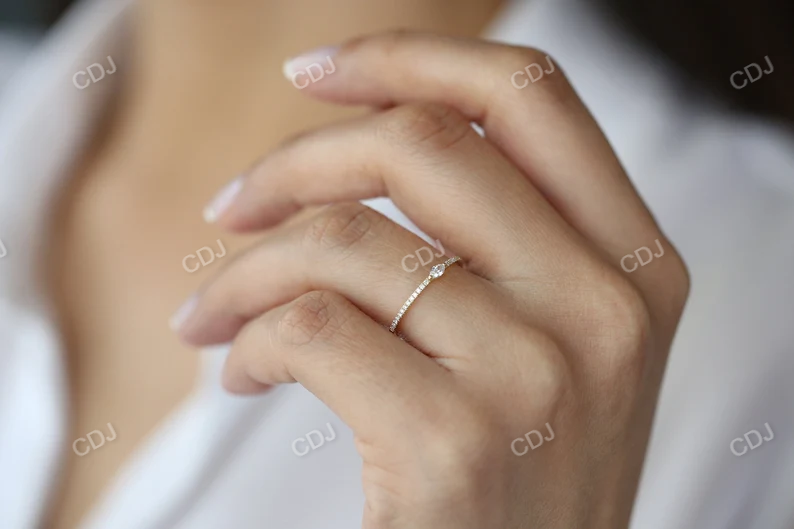0.21CTW Marquise and Round Pave Lab Grown Diamond Eternity wedding Band customdiamjewel
