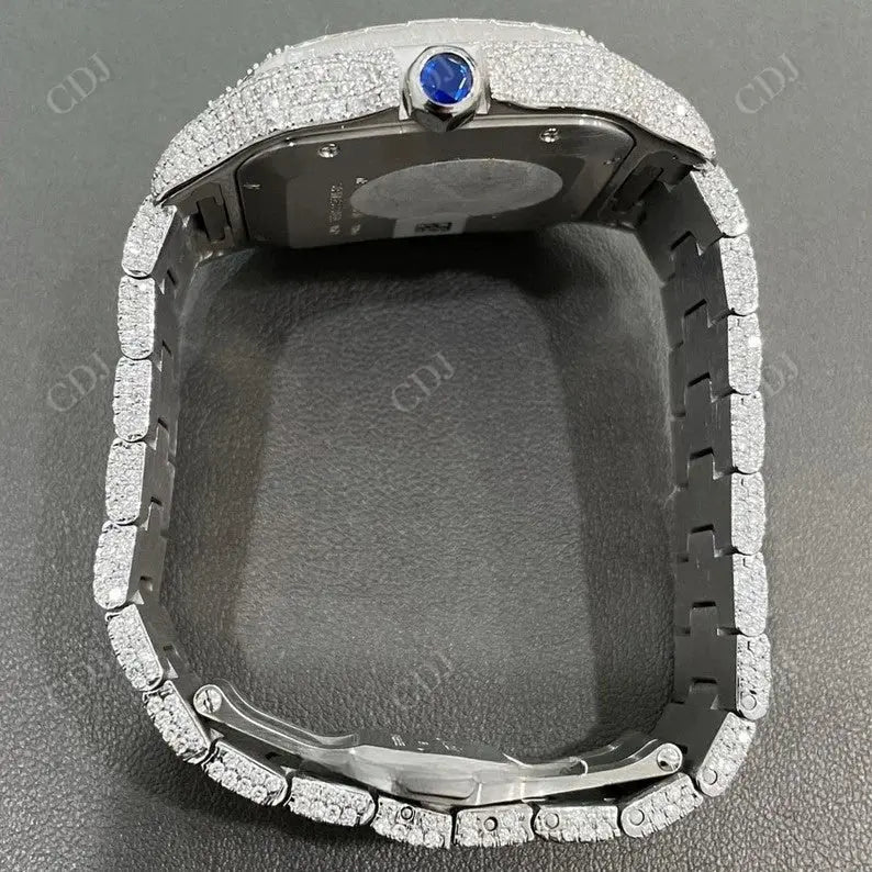 Customized Baguette Moissanite Cartier Santos Watches customdiamjewel