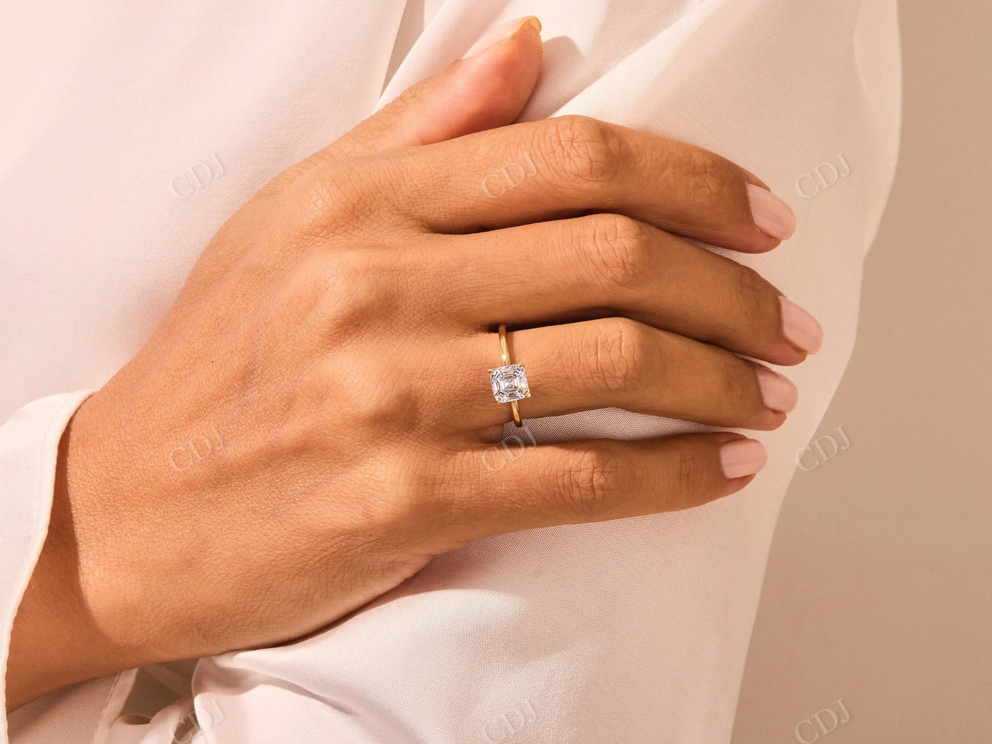 Asscher Cut Solitaire Moissanite Engagement Ring customdiamjewel