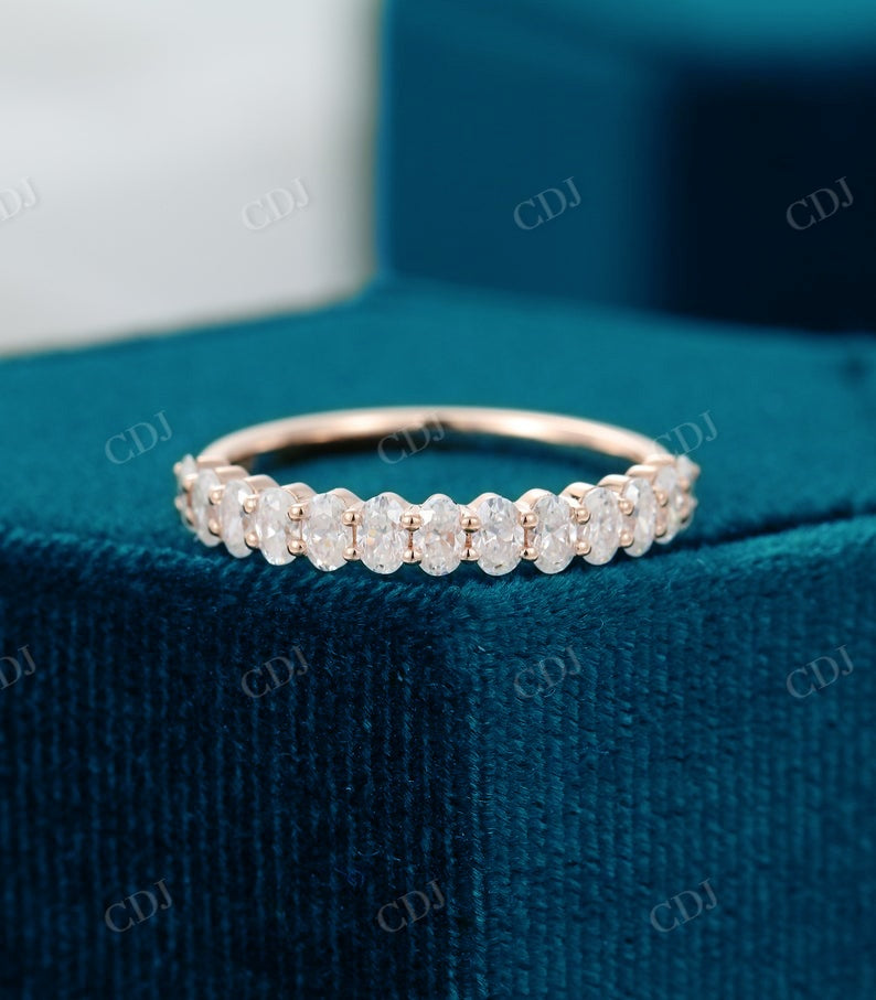 Oval cut Colorless Moissanite Half Eternity wedding band customdiamjewel