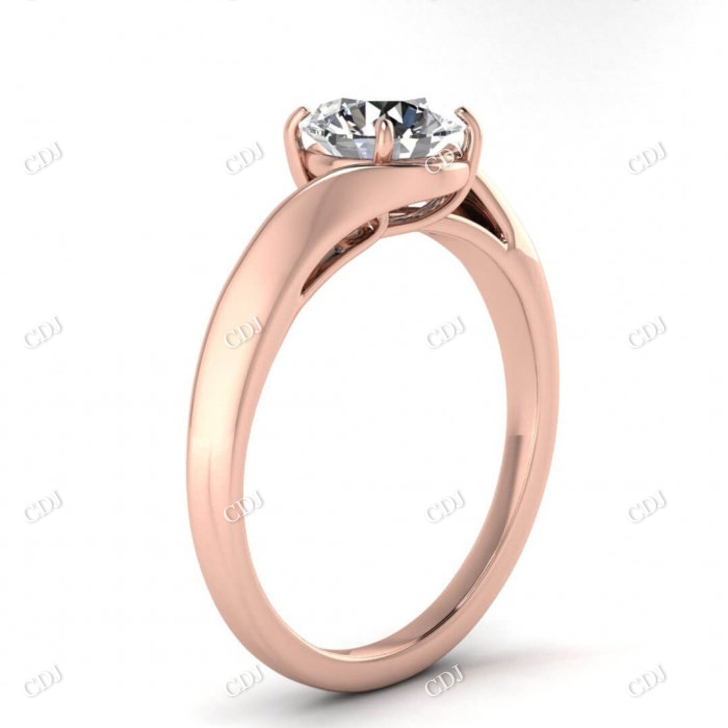 Round Moissanite Swirl Bypass Engagement Ring customdiamjewel