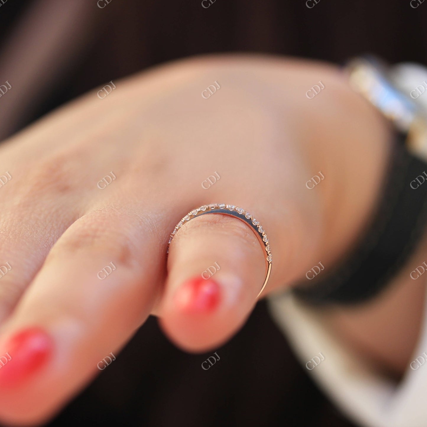 Rose Gold Micro Pave Moissanite Wedding Band customdiamjewel