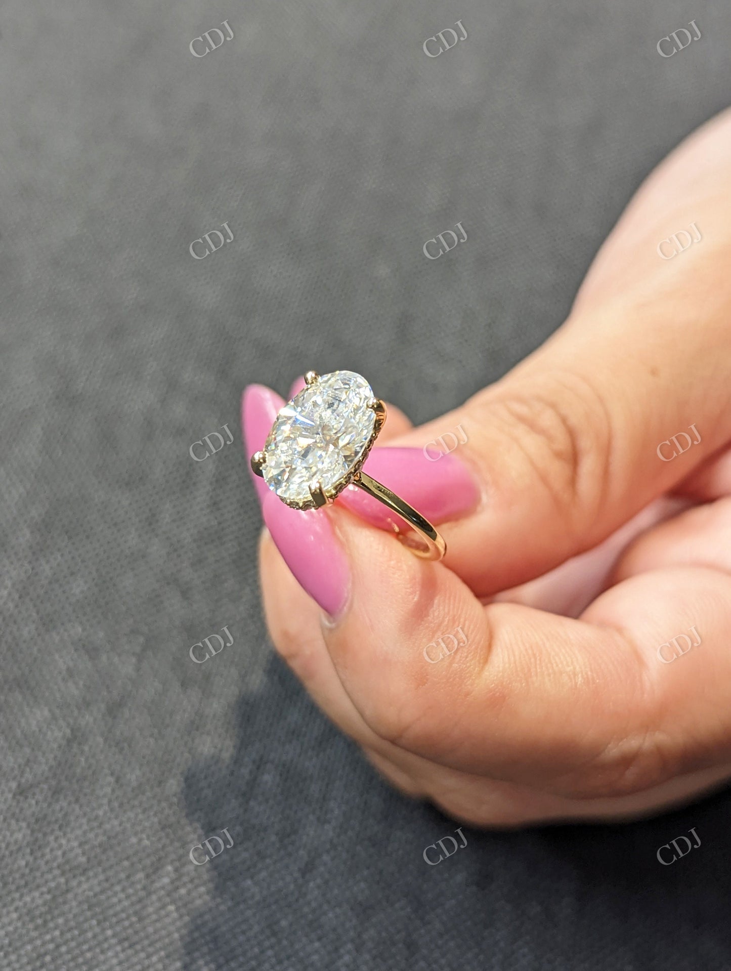 3.30CTW Oval Cut Hidden Halo Moissanite Ring customdiamjewel