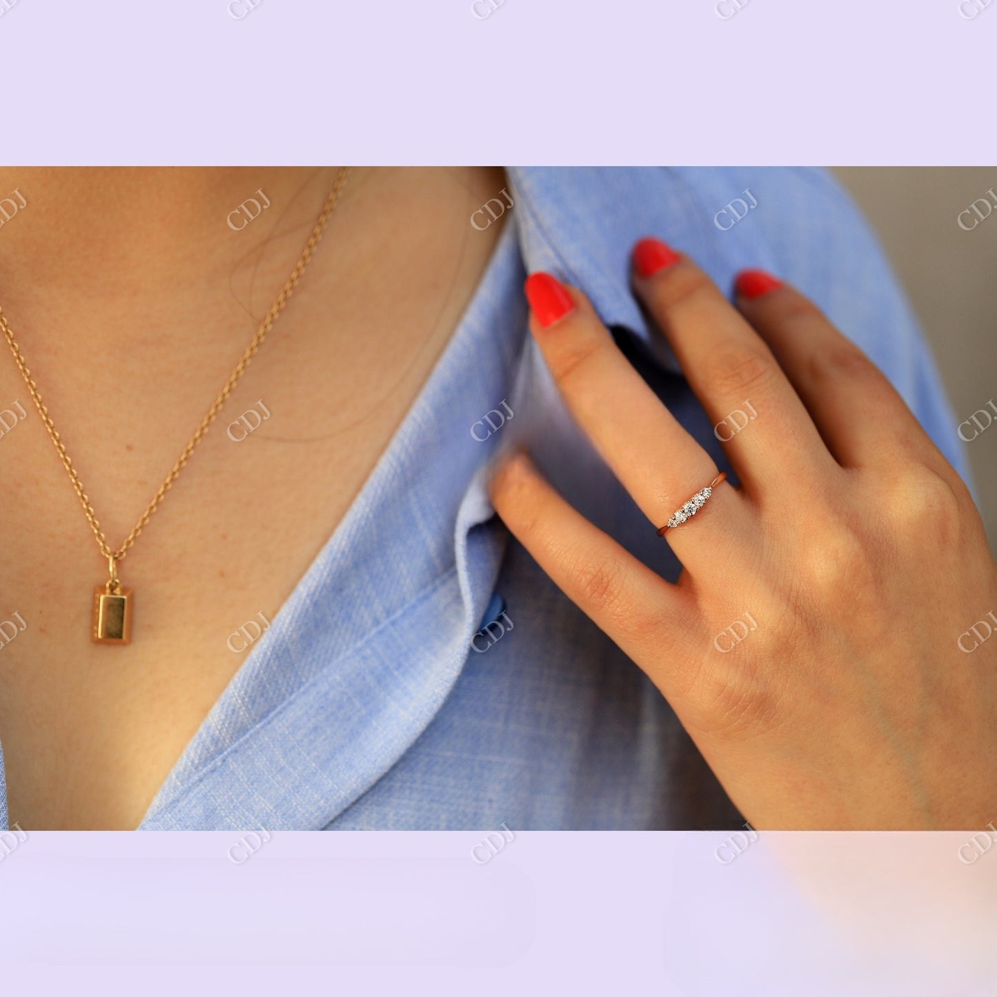 Five Stone Rose Gold Moissanite Wedding Band customdiamjewel