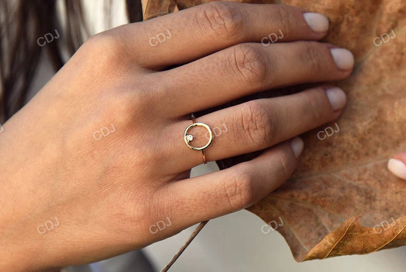 0.05CTW Round Cut Lab Grown Diamond Open Circle Wedding Band customdiamjewel