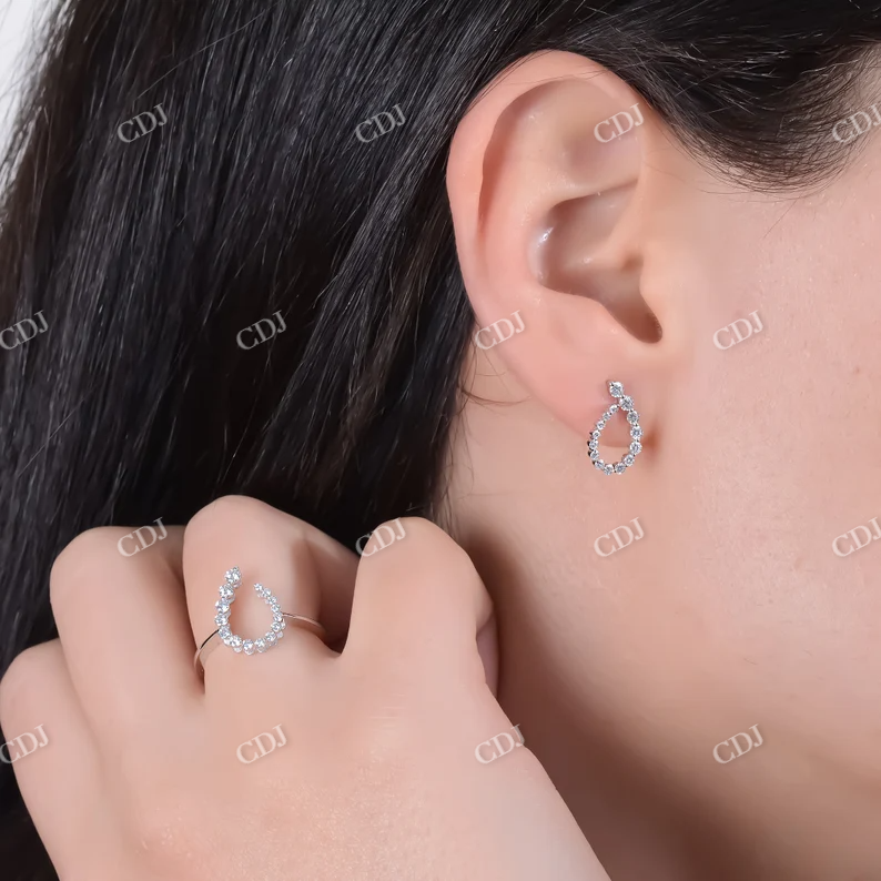 Moissanite Round Hoop Diamond Earrings  customdiamjewel   
