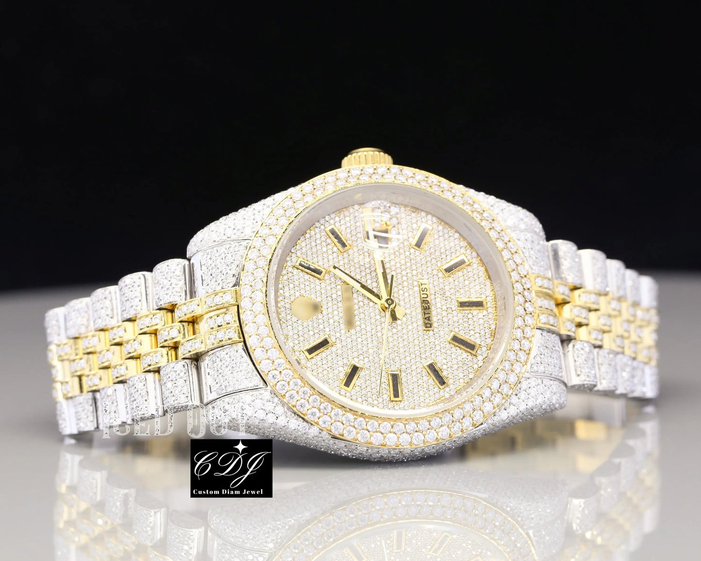 VVS Moissanite Two Tone Custom Rolex Watch customdiamjewel