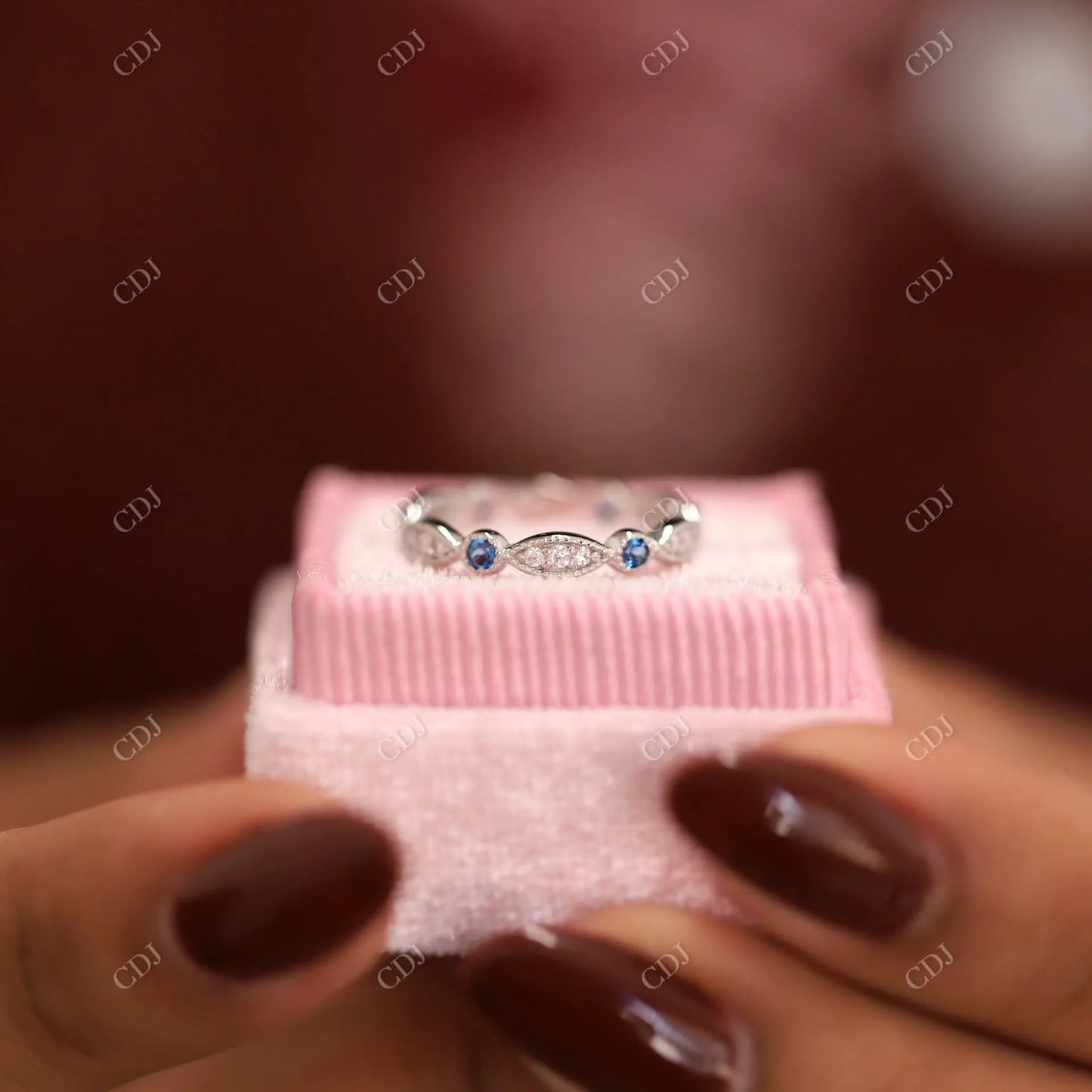 Antique Round Cut White Gold Milgrain Wedding Band customdiamjewel