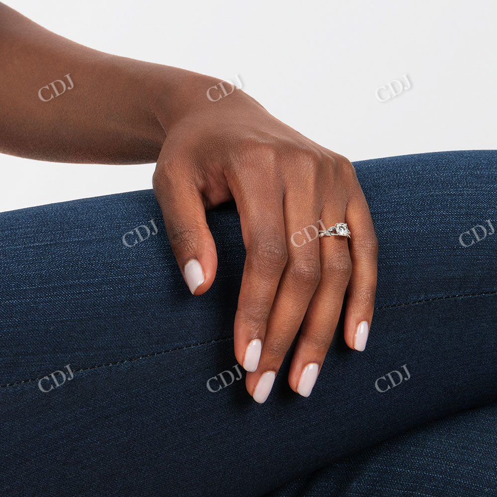 2CT Lab Grown Diamond Solitaire Leaf engagement ring customdiamjewel