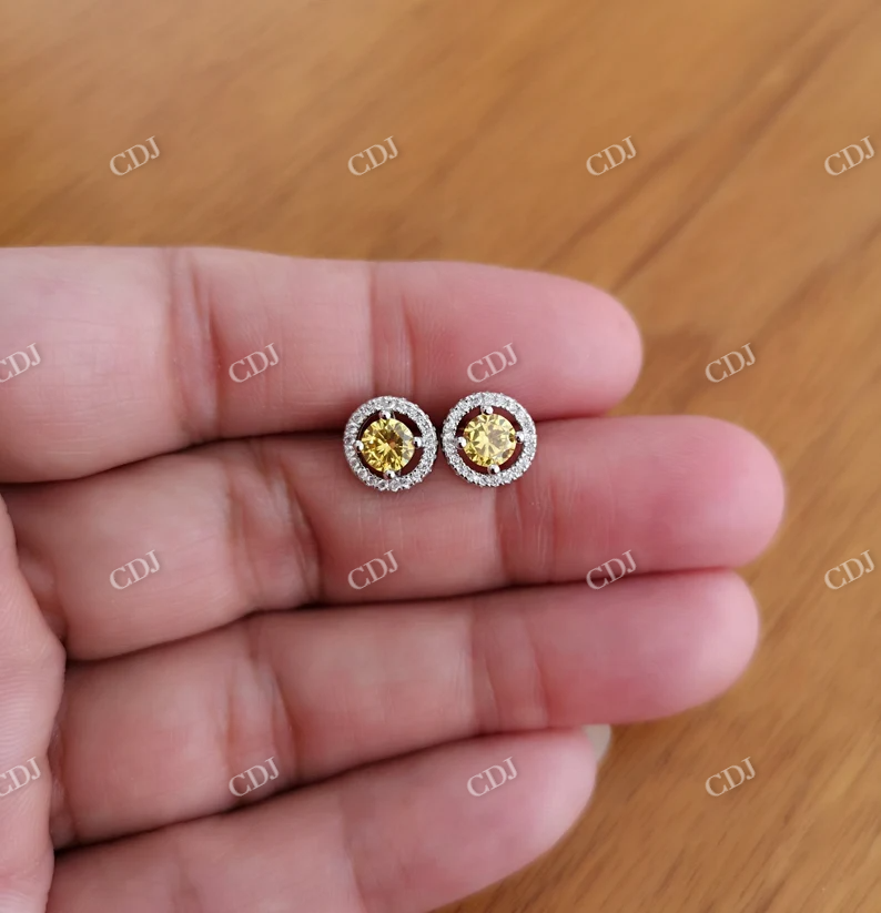 1.0CT Yellow Moissanite Stud Diamond Earrings customdiamjewel
