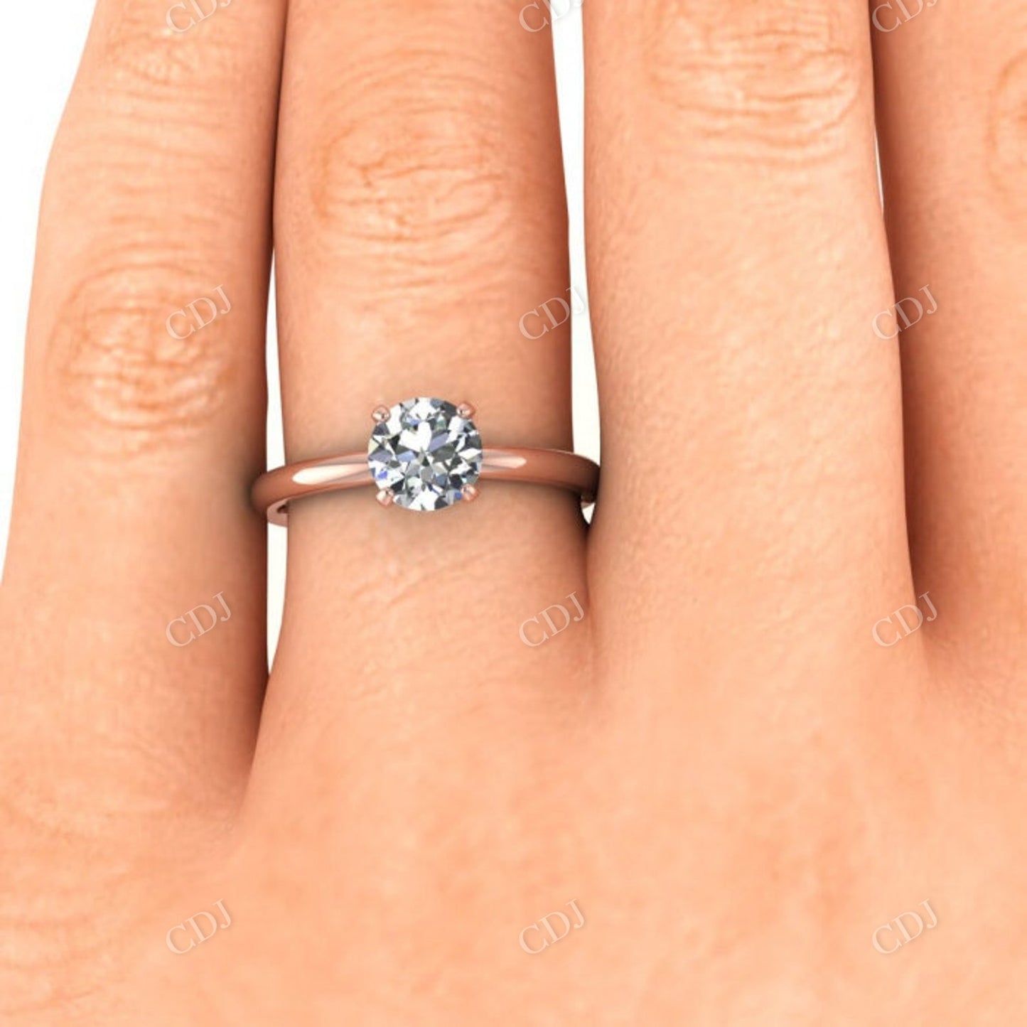 Round Cut Moissanite 14K Rose Gold Solitaire Engagement Ring customdiamjewel
