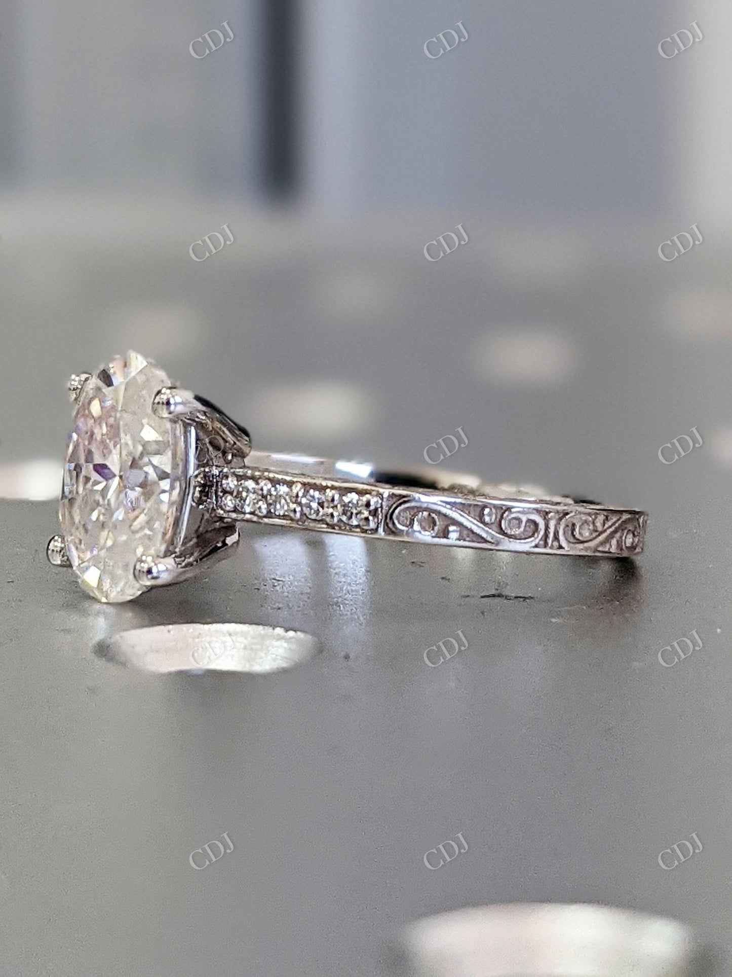 1.56CTW Round Moissanite Vintage Style Engagement Ring customdiamjewel