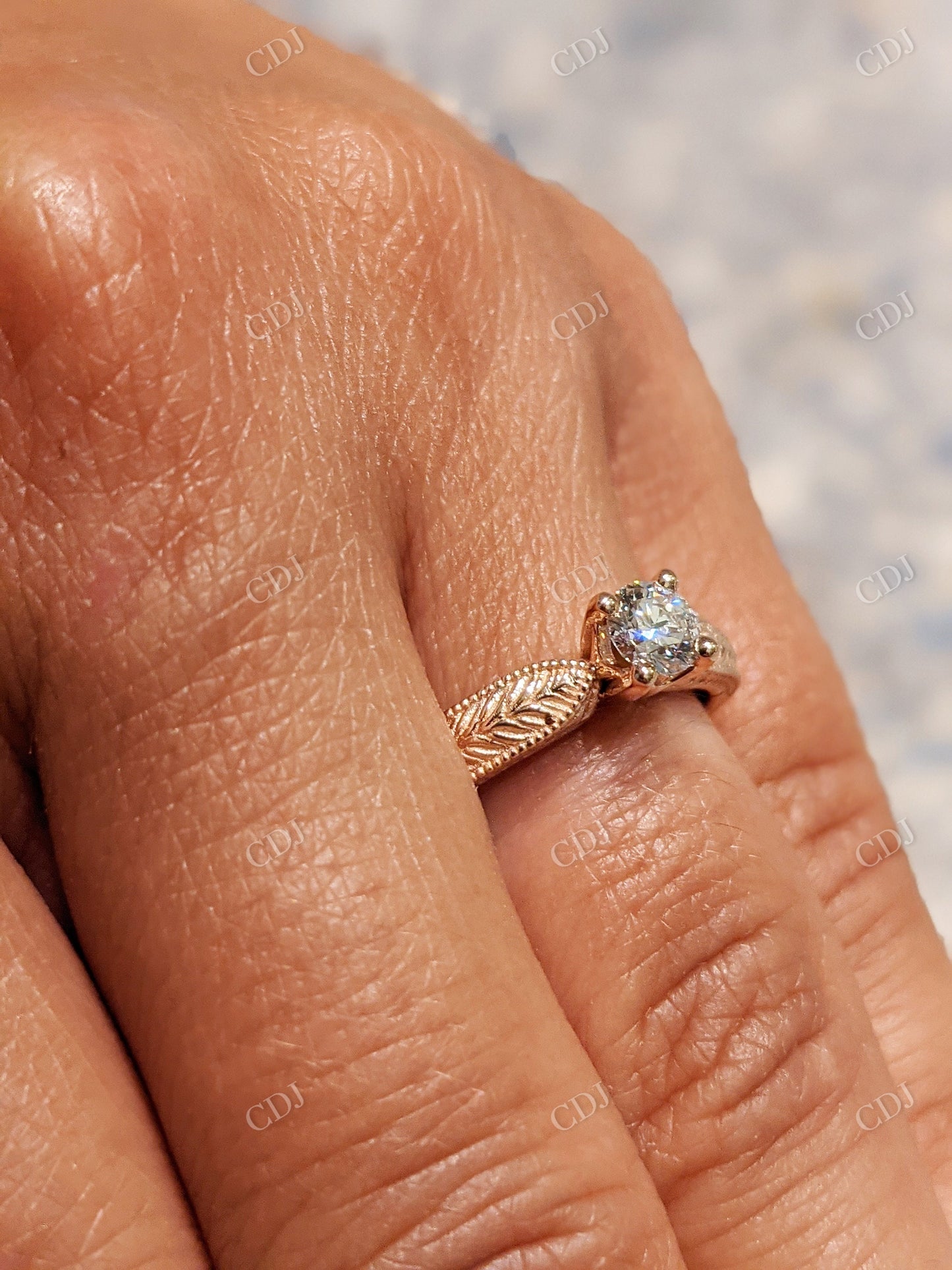 0.50CTW Round Moissanite Vintage Style Filigree Milgrain Ring customdiamjewel