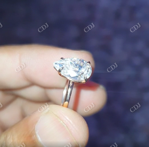 Pear Cut Moissanite Solitaire Engagement Ring, Rose Gold Wedding Ring customdiamjewel