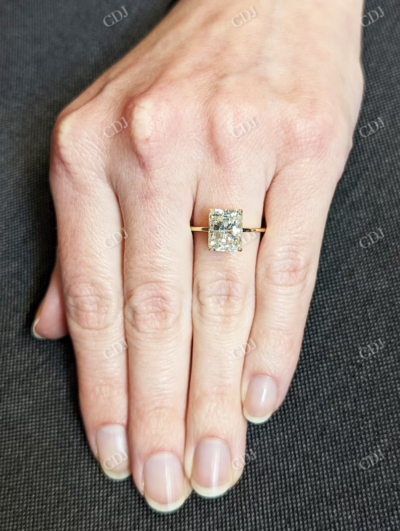 2.5CT Radiant Cut Moissanite Hidden Halo Ring customdiamjewel