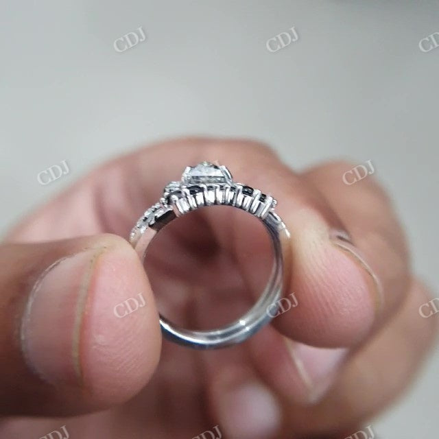 Bridal Set Salt and Pepper Ring Black Moissanite Band customdiamjewel