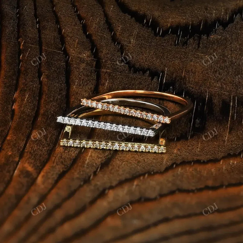 0.08CTW Round Lab Grown Diamond Thin Bar Minimalist Stack Band customdiamjewel
