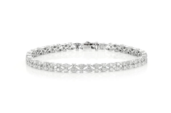 Two Line White Gold Diamond Bracelet customdiamjewel