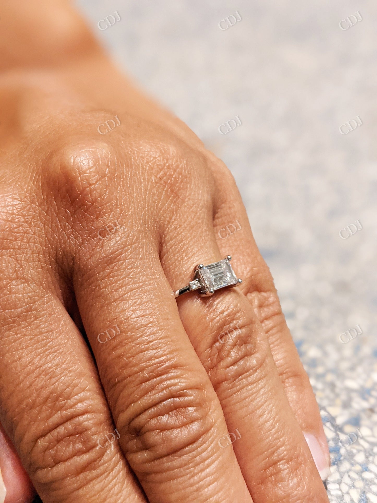 1.50CTW East West Emerald Cut Moissanite Ring customdiamjewel