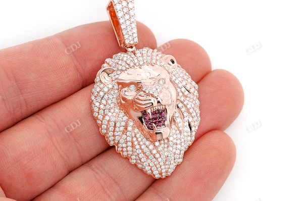 3.20CTW Cluster Roaring Lion Head Pendant customdiamjewel