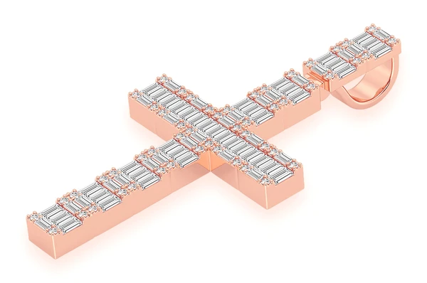 5.00CTW Baguette Diamond Royal Cross Pendant customdiamjewel
