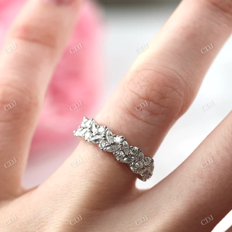 Marquise Round Lab Grown Cluster Diamond Wedding Band customdiamjewel