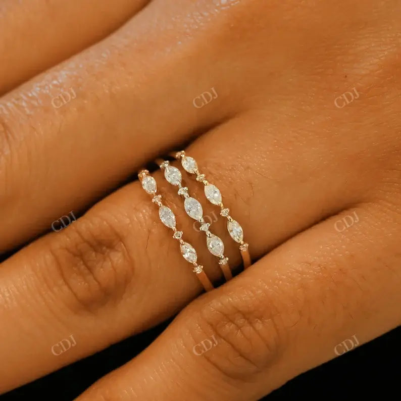0.16CTW Round And Marquise Cut Lab Grown Diamond Wedding Band customdiamjewel
