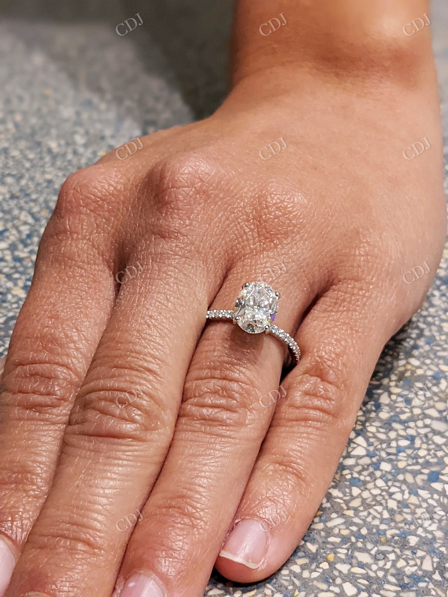 2.15CTW Crushed Ice Oval Cut Moissanite Ring customdiamjewel