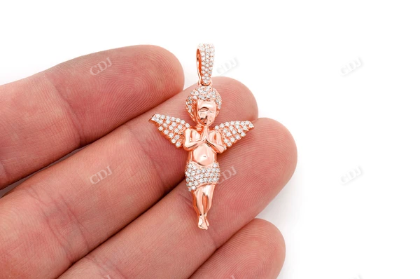 Diamond Praying Iced Out Cherub Pendant customdiamjewel
