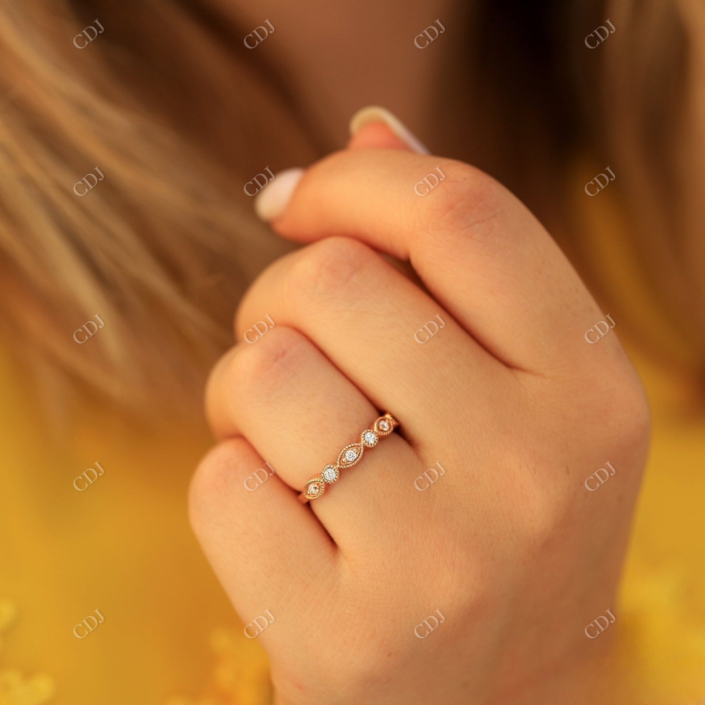 0.21CTW Art Deco Lab Grown Diamond Wedding Band customdiamjewel